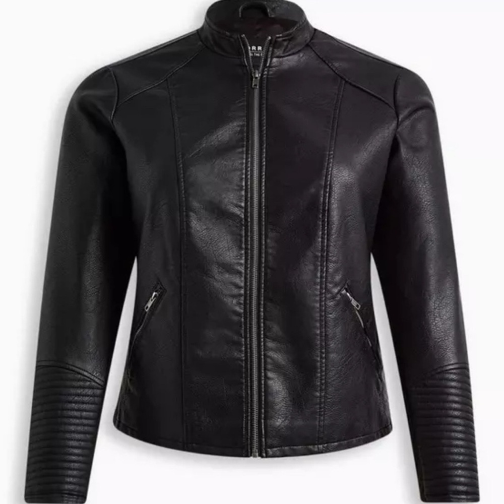 Torrid | Women's Plus Size | moto Faux Leather Collarless Jacket | Black | 4X